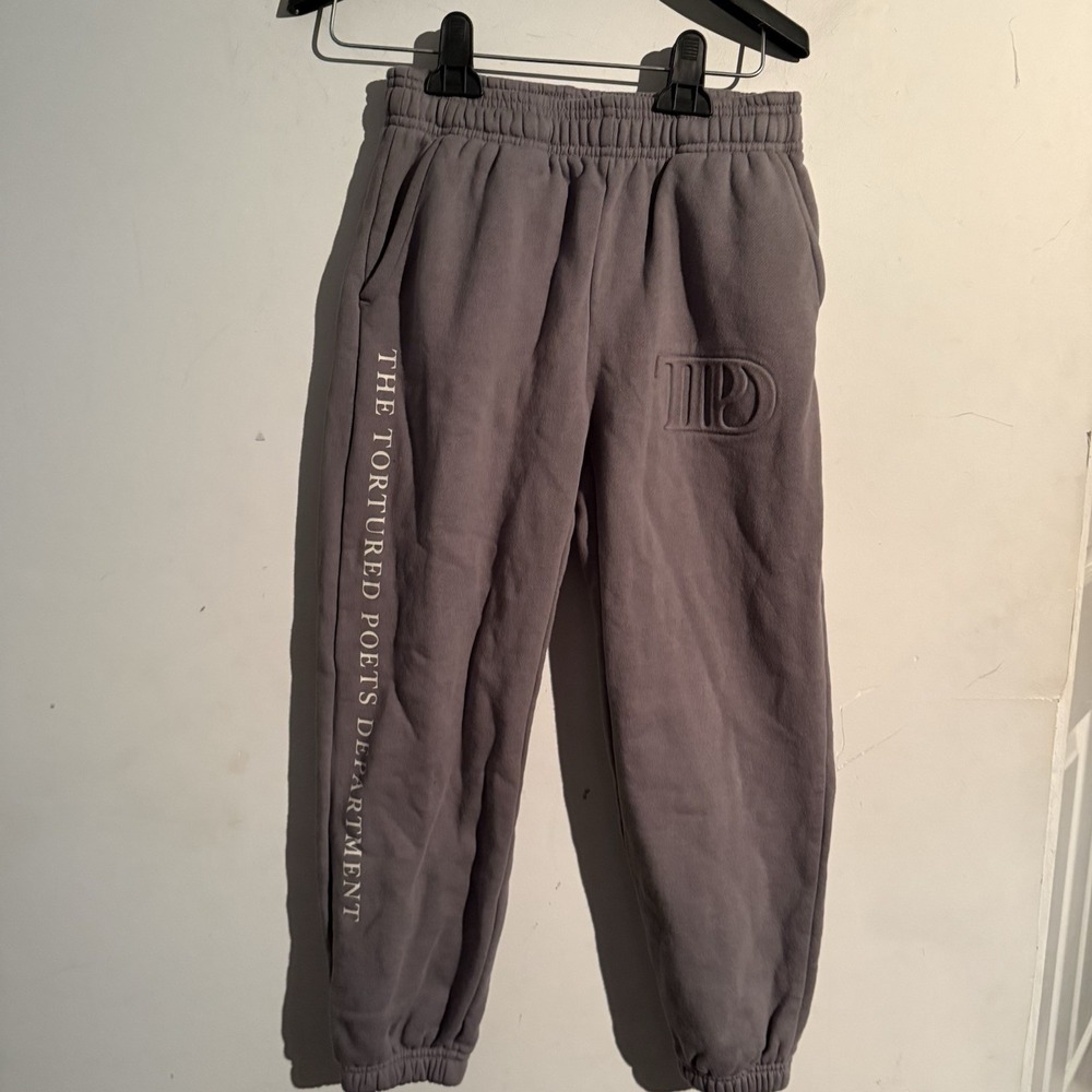 Taylor‎ Swift Gray The Tortured Poets Department Sweatpants Sz Y Med Embossed